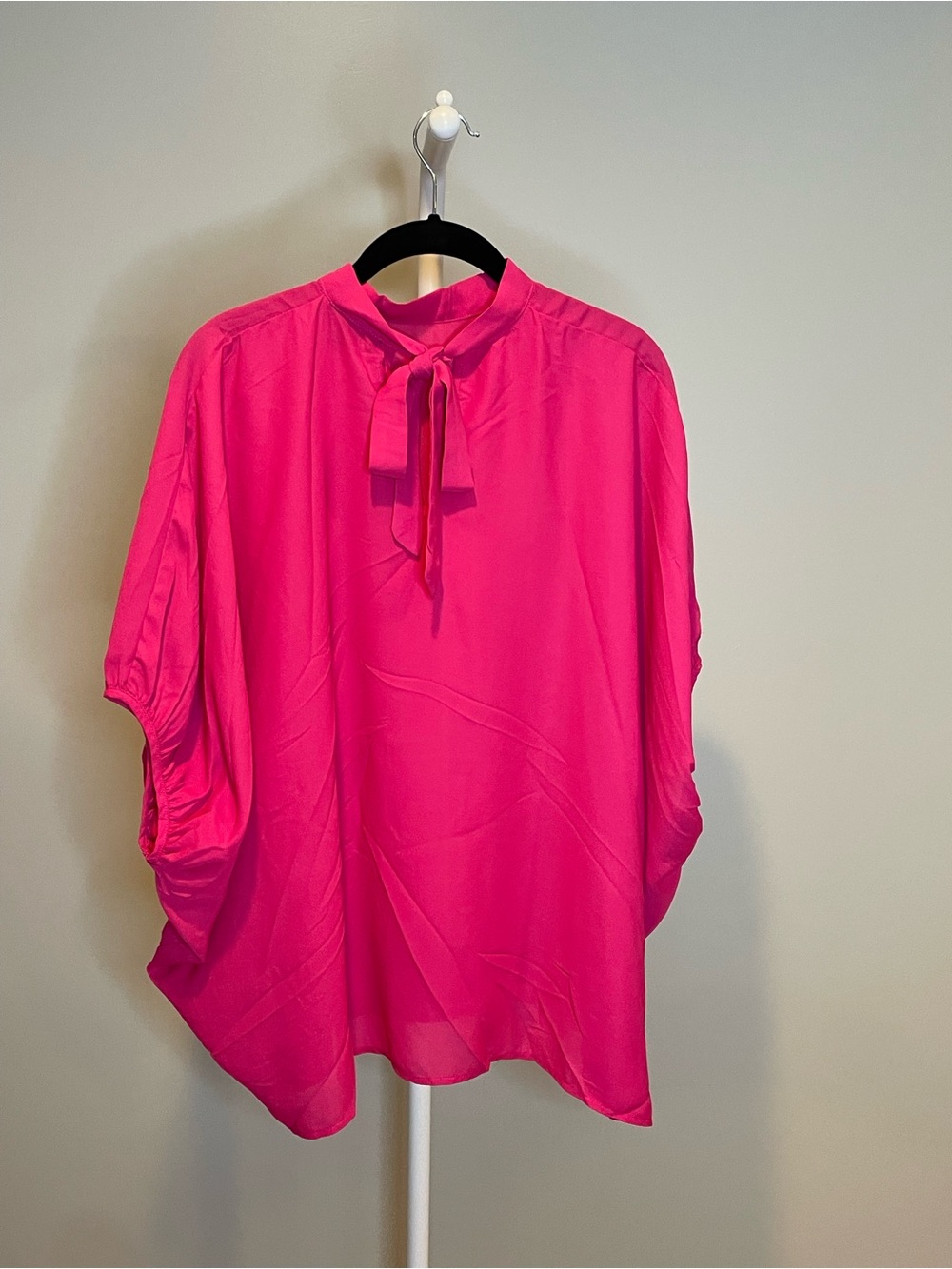 New York & Company Bright Pink Draped Blouse - Picture 3 of 4